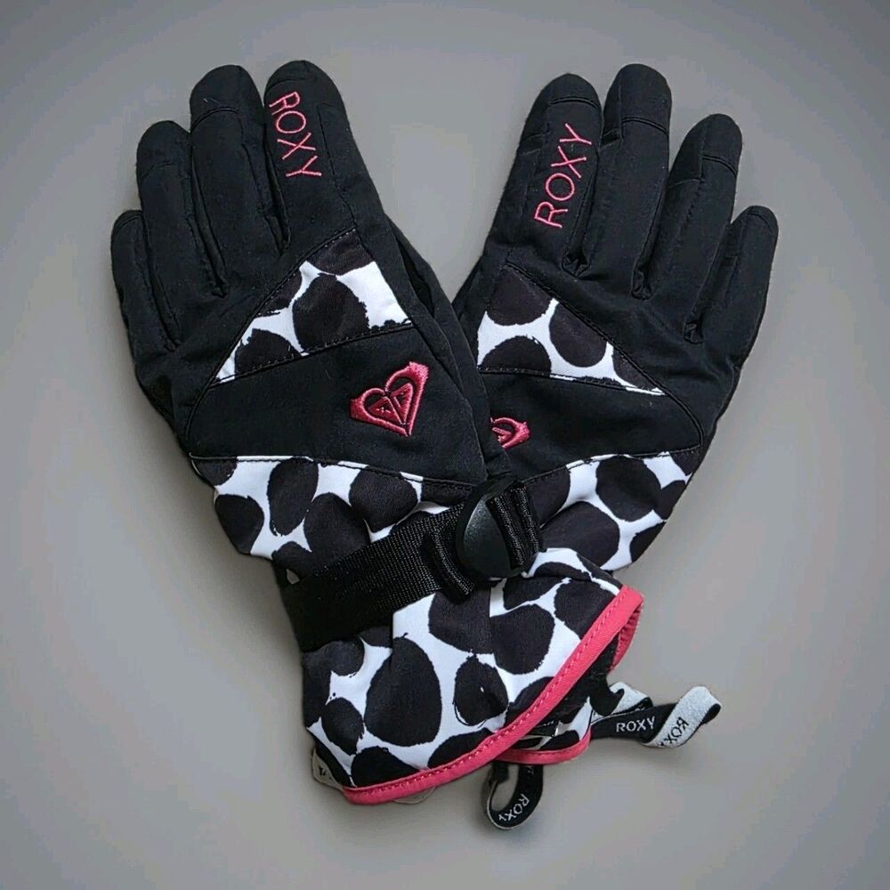 Roxy Women’s Gloves Black Size Medium Ski Snowboard Geometric Outdoor Snow Apres